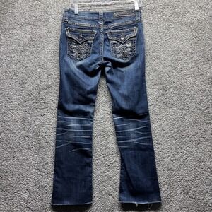 LA Idol/USA Women's Size 5 29x28 Embroidered Slightly Distressed Bling Jeans EUC